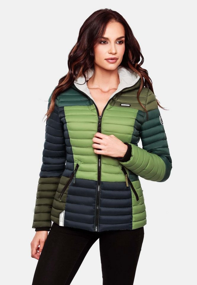 Navahoo Steppjacke Multikulti stylische Colorblocking Übergangsjacke m. Kapuze – Bild 5 von 5