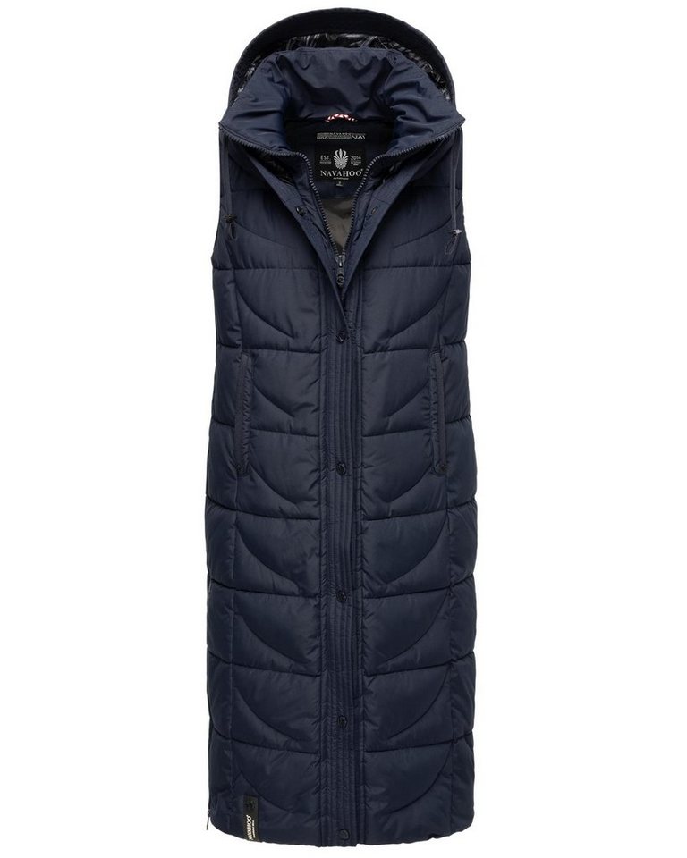 Navahoo Steppweste Brezelchen Warme, lange Damen Outdoor-Weste mit Kapuze – Bild 2 von 5