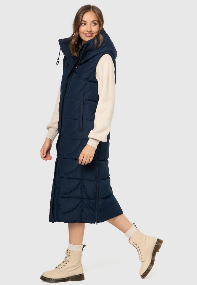 Navahoo Steppweste Brezelchen Warme, lange Damen Outdoor-Weste mit Kapuze – Bild 5 von 5
