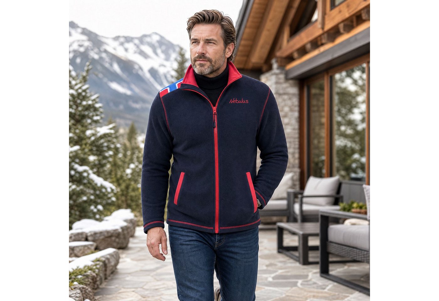 Nebulus Fleecejacke CHALSEA, P6731 - Herren, schwarz-rot, XXL – Bild 4 von 5