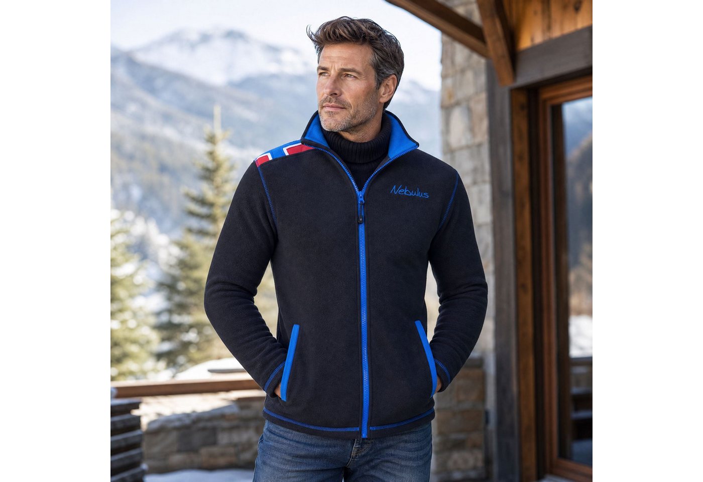 Nebulus Fleecejacke CHALSEA, P6730 - Herren, schwarz-kobalt, L – Bild 5 von 5