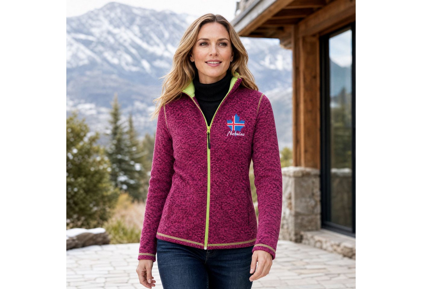 Nebulus Fleecejacke CHIOS, P5184 - Damen, fuchsia-lime, XXL/44 – Bild 5 von 5