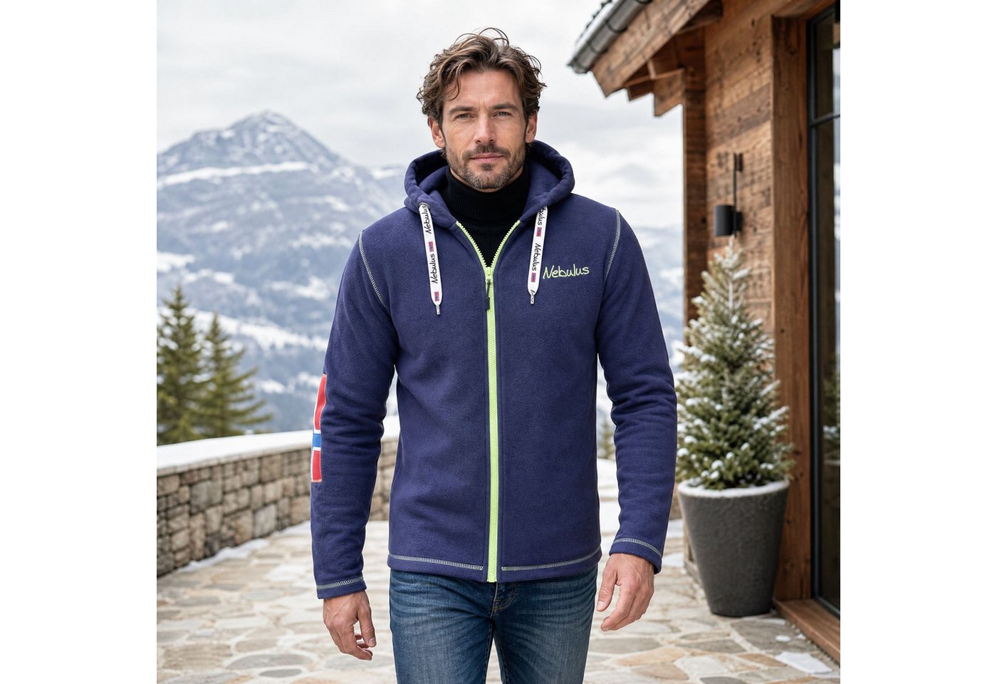Nebulus Fleecejacke NORDAST, P6712 - Herren, navy-lime, 3XL – Bild 4 von 5