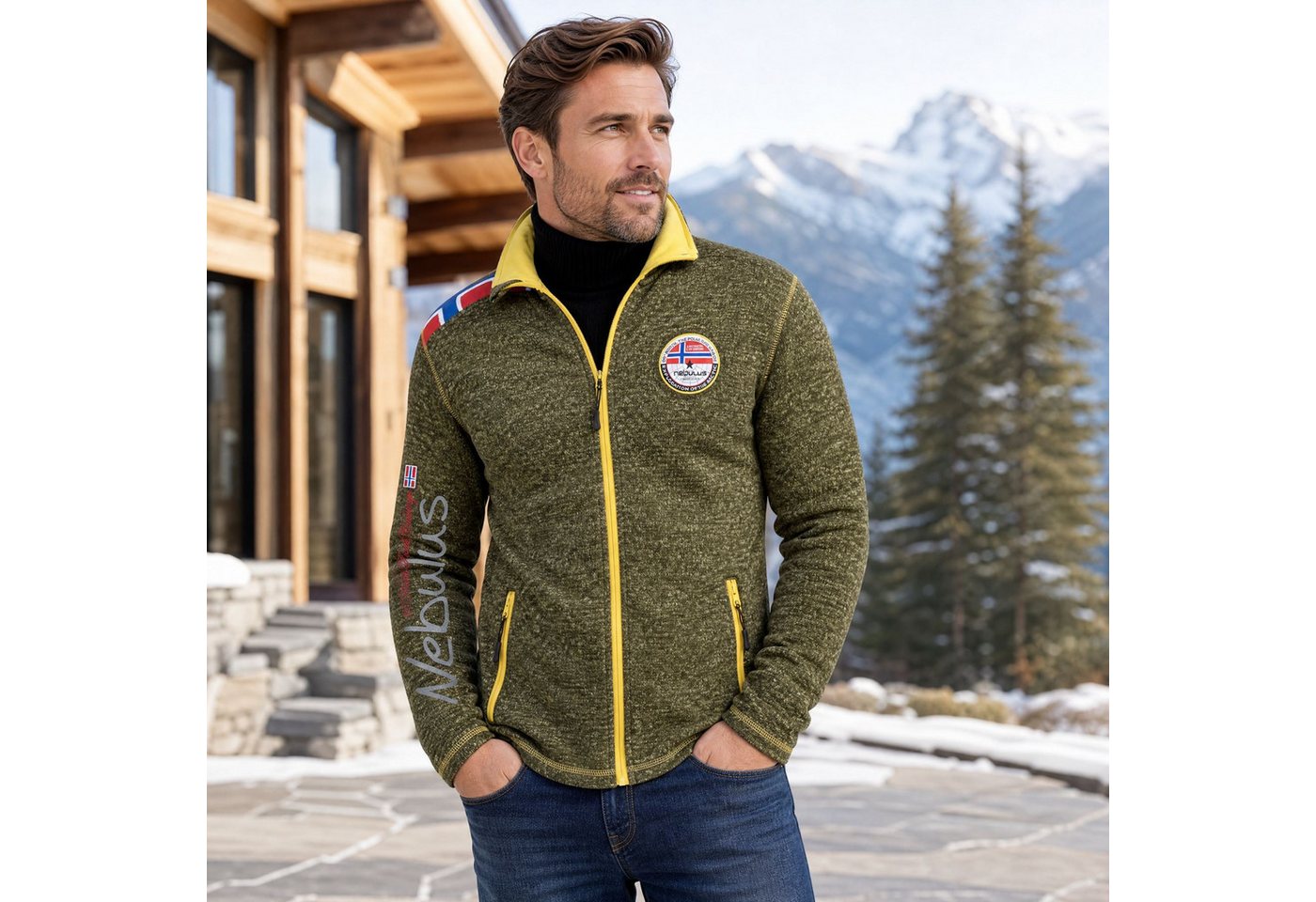 Nebulus Fleecejacke NORKY, P4941 - Herren, grün meliert, S – Bild 5 von 5