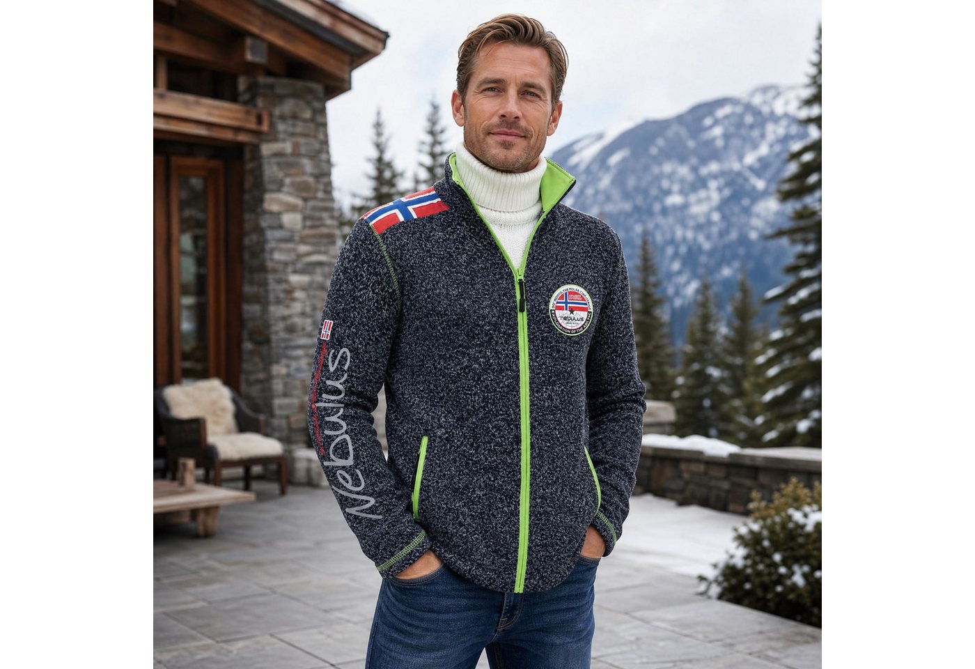 Nebulus Fleecejacke NORKY, P4942 - Herren, navy meliert, M – Bild 3 von 5
