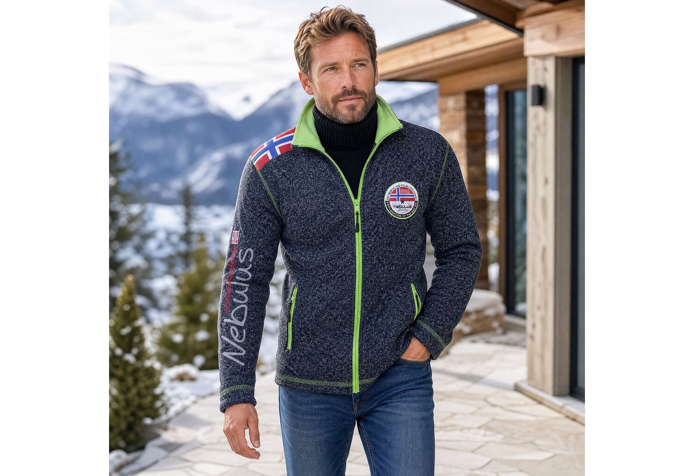 Nebulus Fleecejacke NORKY, P4942 - Herren, navy meliert, M – Bild 4 von 5