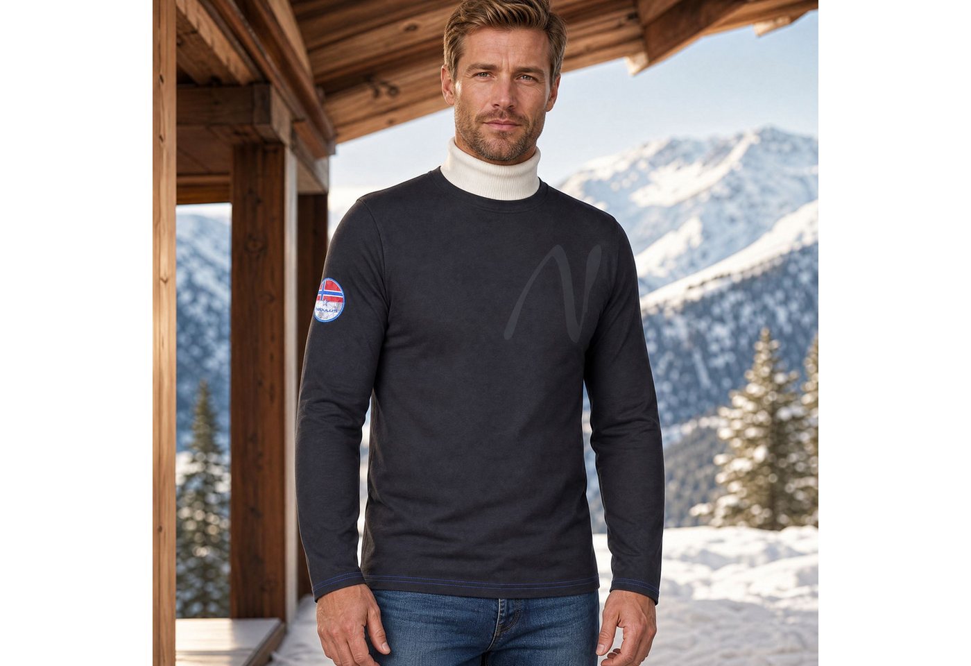 Nebulus Langarmshirt CHOP, P6640 - Herren, schwarz-kobalt, M – Bild 3 von 5
