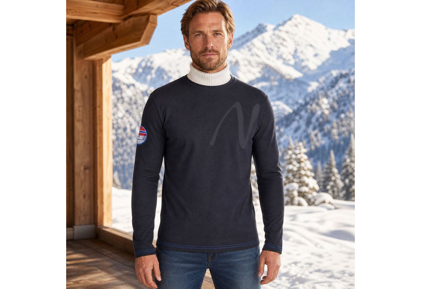 Nebulus Langarmshirt CHOP, P6640 - Herren, schwarz-kobalt, M – Bild 5 von 5