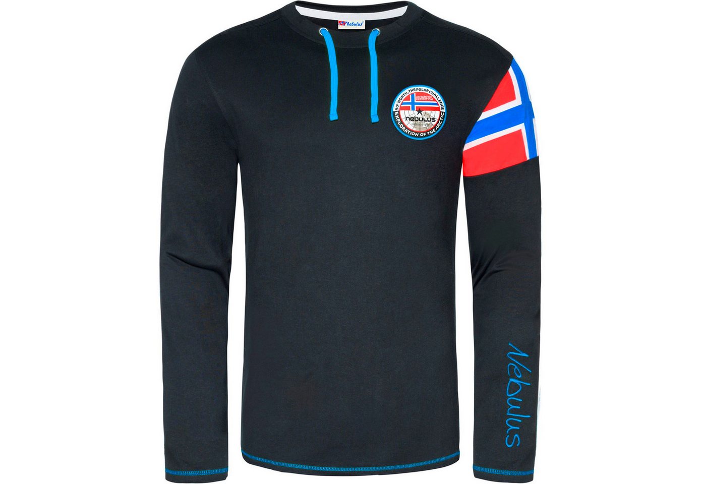 Nebulus Langarmshirt FRERK, P6670 - Herren, schwarz-kobalt, XL – Bild 2 von 5