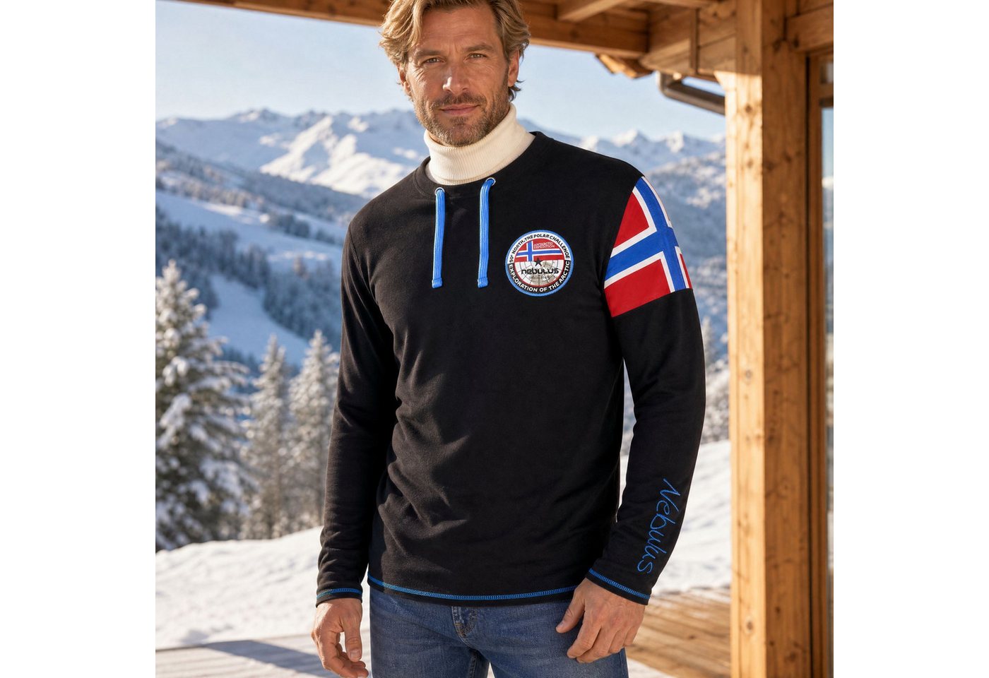 Nebulus Langarmshirt FRERK, P6670 - Herren, schwarz-kobalt, XL – Bild 4 von 5