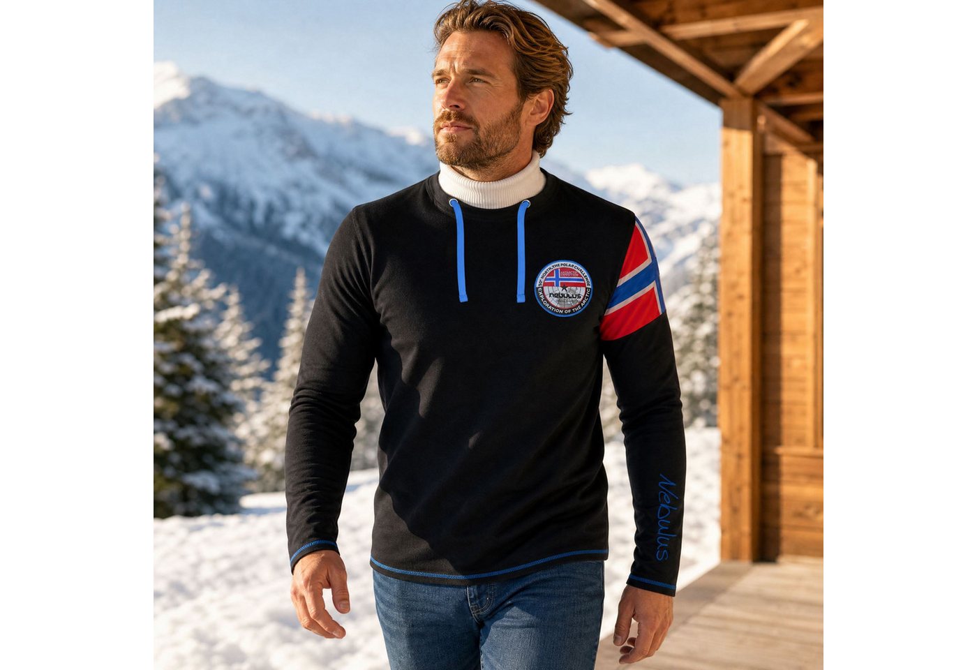 Nebulus Langarmshirt FRERK, P6670 - Herren, schwarz-kobalt, XL – Bild 5 von 5