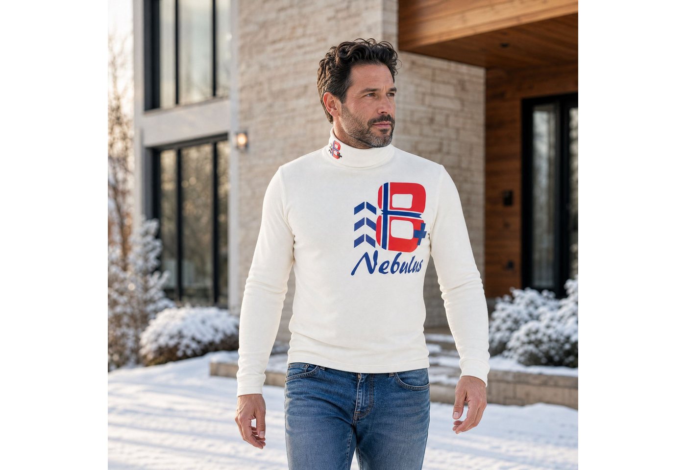 Nebulus Rollkragenpullover EMAN, P2422 - Herren, weiß, L – Bild 3 von 5
