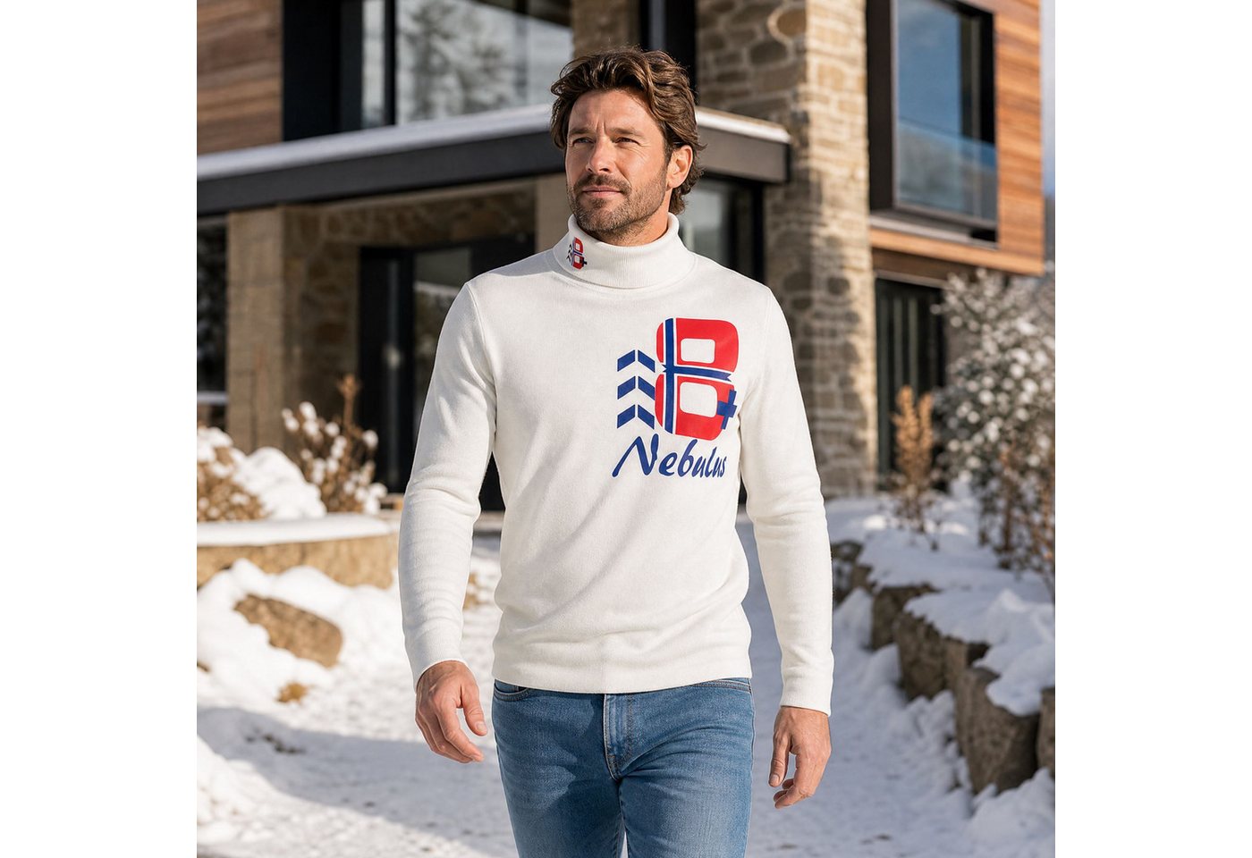 Nebulus Rollkragenpullover EMAN, P2422 - Herren, weiß, L – Bild 4 von 5