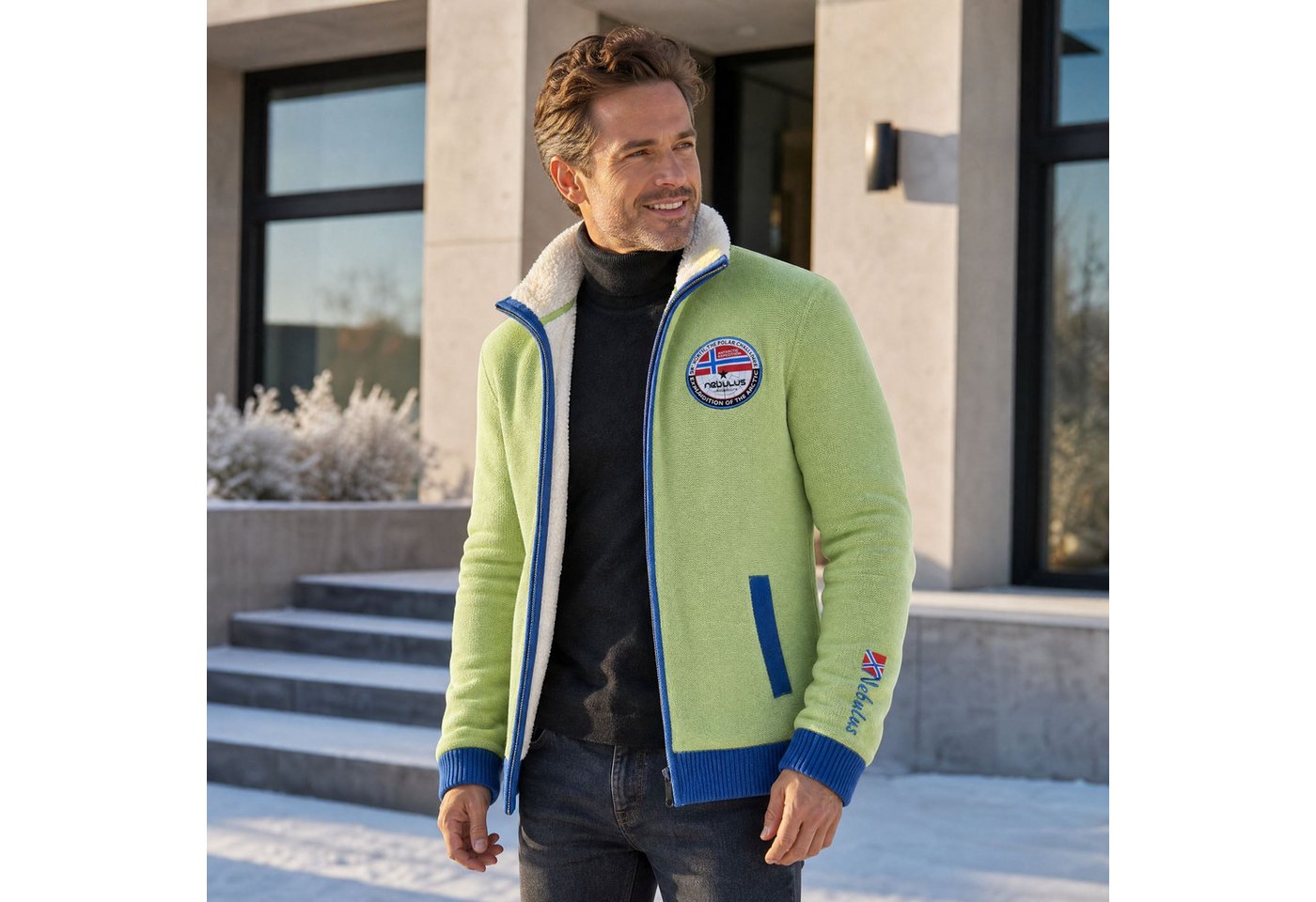 Nebulus Strickjacke STORY, P5579 - Herren, limettengrün, XXL – Bild 4 von 5