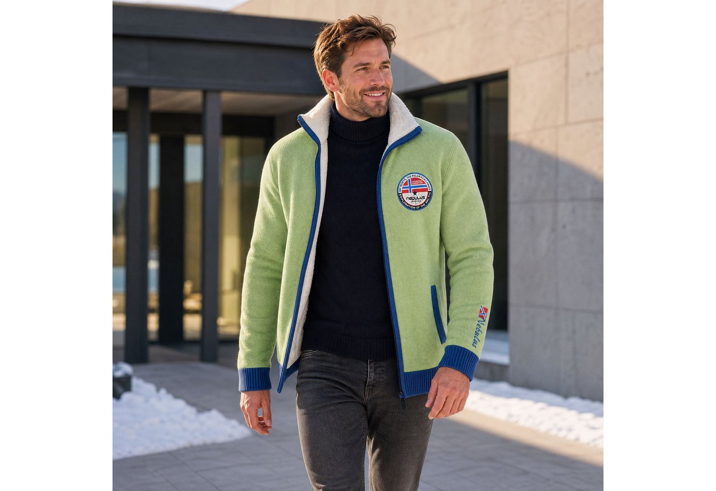 Nebulus Strickjacke STORY, P5579 - Herren, limettengrün, XXL – Bild 5 von 5