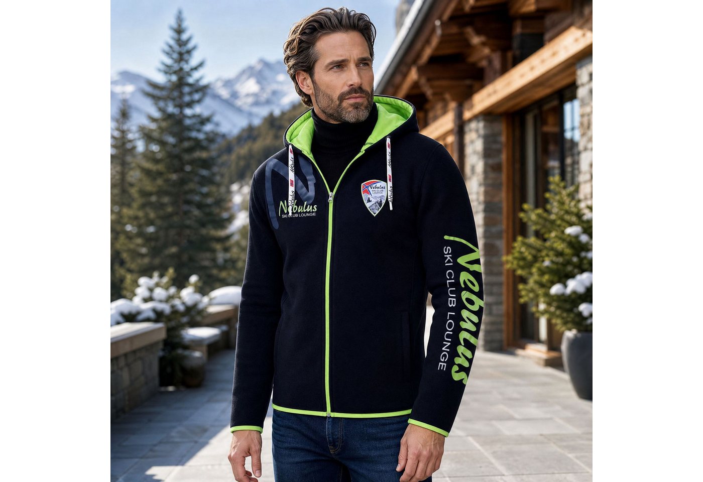 Nebulus Sweatjacke CLUBLOUNGE, P6380 - Herren, schwarz, XXL – Bild 3 von 5