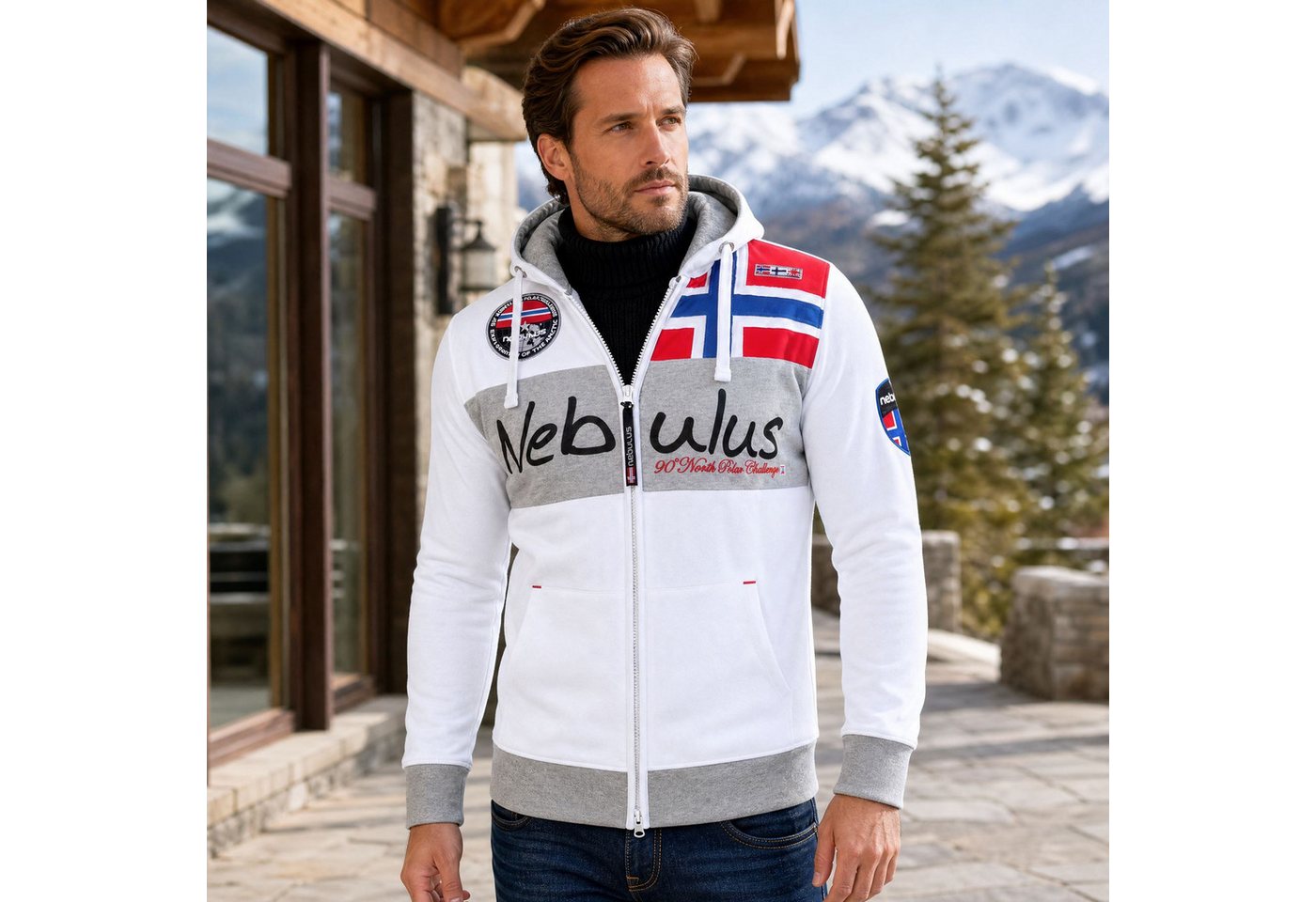 Nebulus Sweatjacke NAPA, Q1382 - Herren, weiß, L – Bild 3 von 5