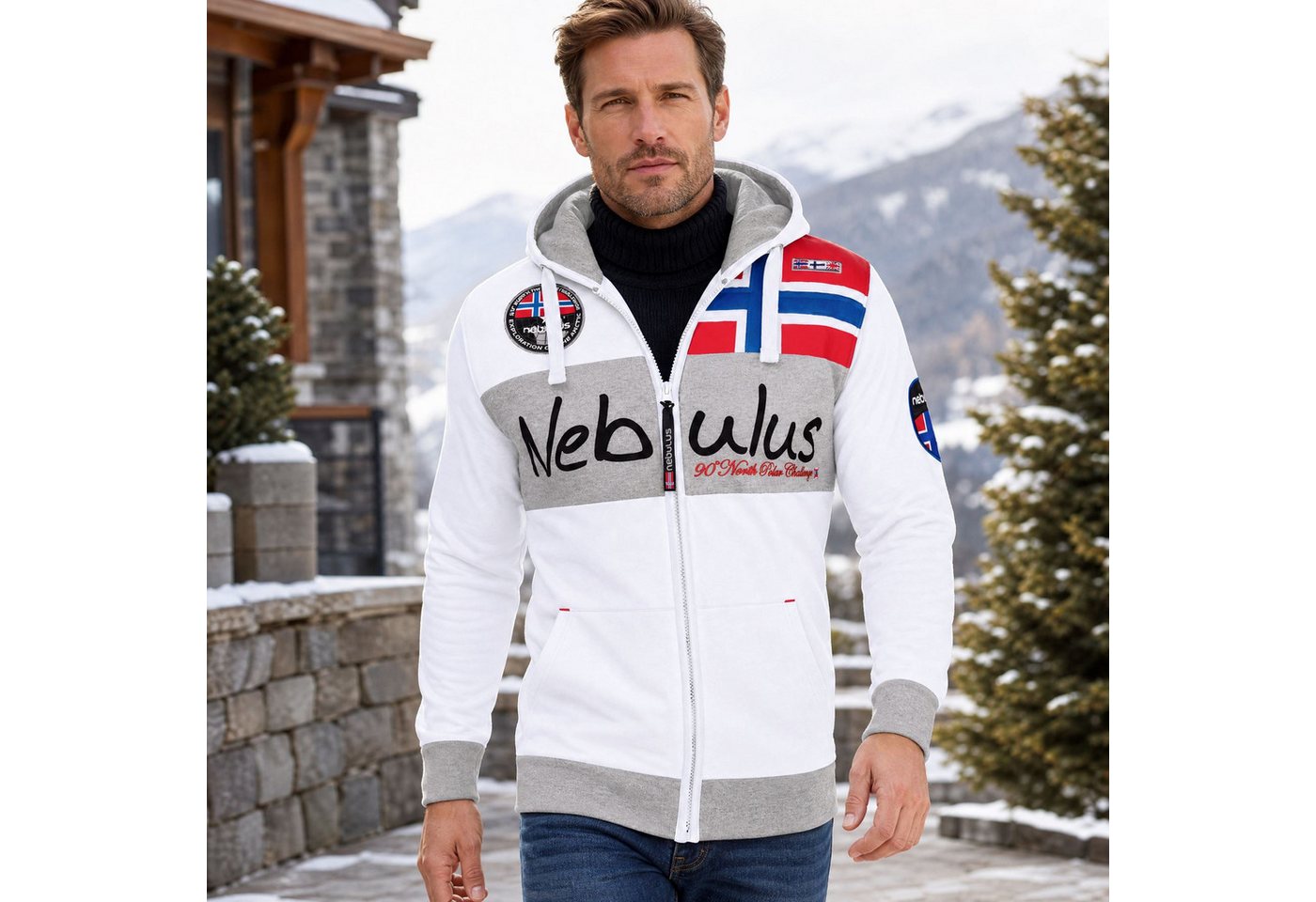 Nebulus Sweatjacke NAPA, Q1382 - Herren, weiß, L – Bild 4 von 5