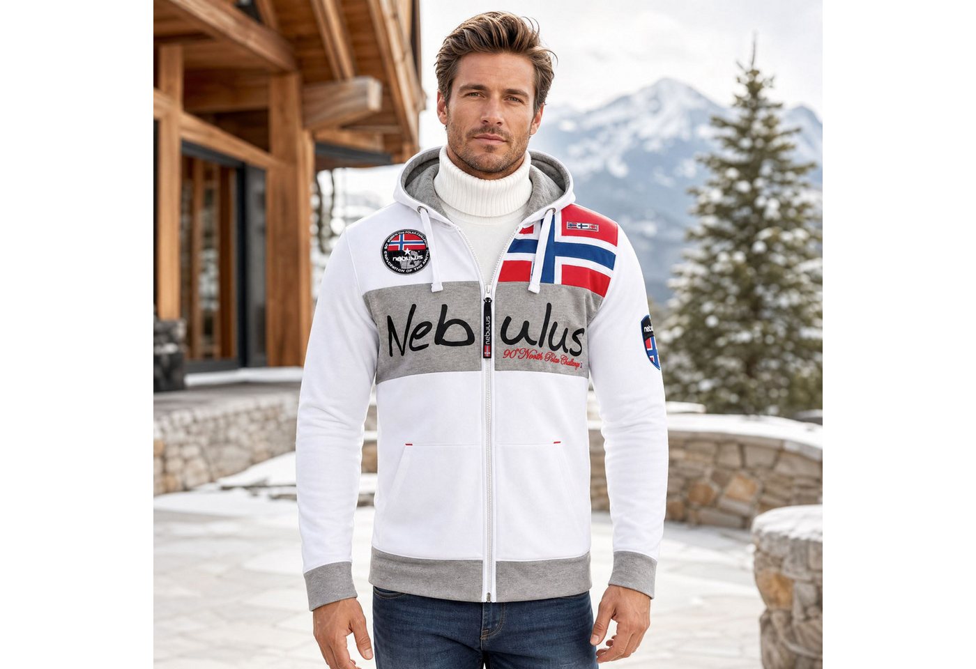 Nebulus Sweatjacke NAPA, Q1382 - Herren, weiß, L – Bild 5 von 5