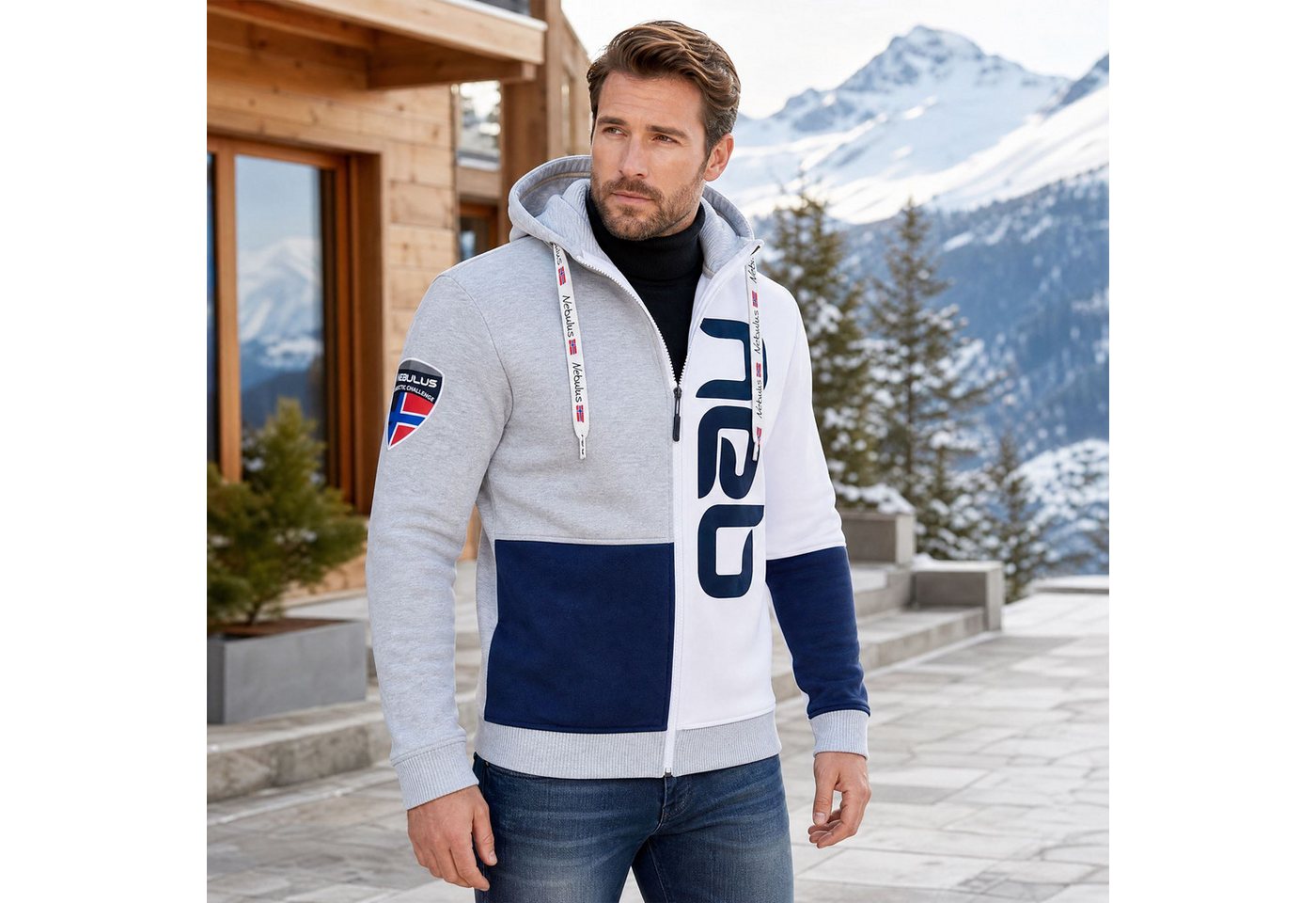 Nebulus Sweatjacke NEBSTER, P6111 - Herren, navy-weiß-grau, L – Bild 4 von 5