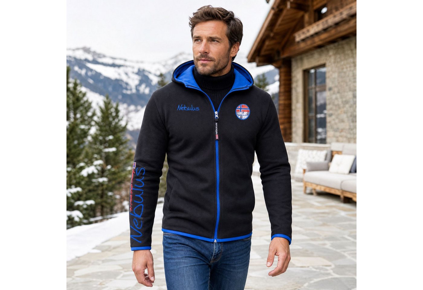 Nebulus Sweatjacke NORTIS, P6550 - Herren, schwarz-kobalt, XL – Bild 4 von 5