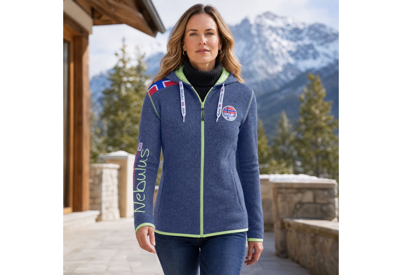 Nebulus Sweatjacke TURIOL, P6534 - Damen, navy-lime, XXL/44 – Bild 4 von 5