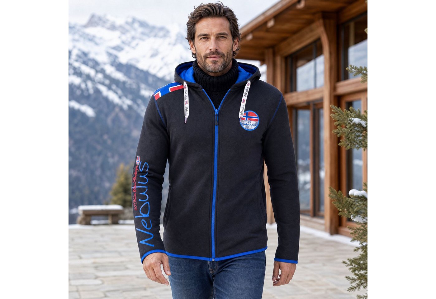 Nebulus Sweatjacke TURIOL, P6530 - Herren, schwarz-kobalt, M – Bild 4 von 5