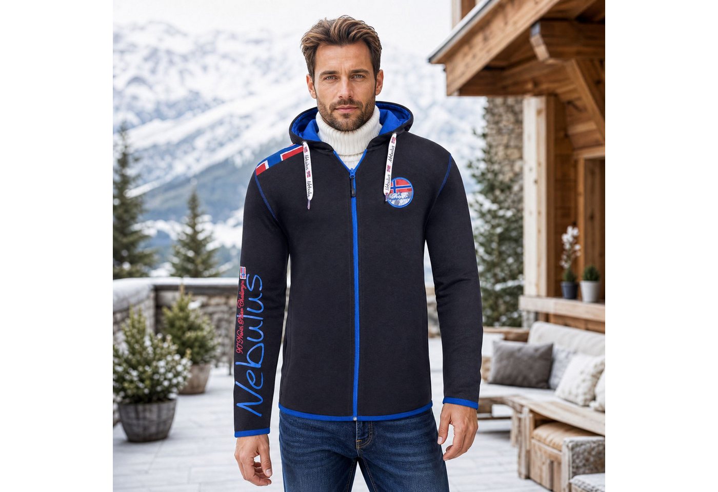Nebulus Sweatjacke TURIOL, P6530 - Herren, schwarz-kobalt, M – Bild 5 von 5