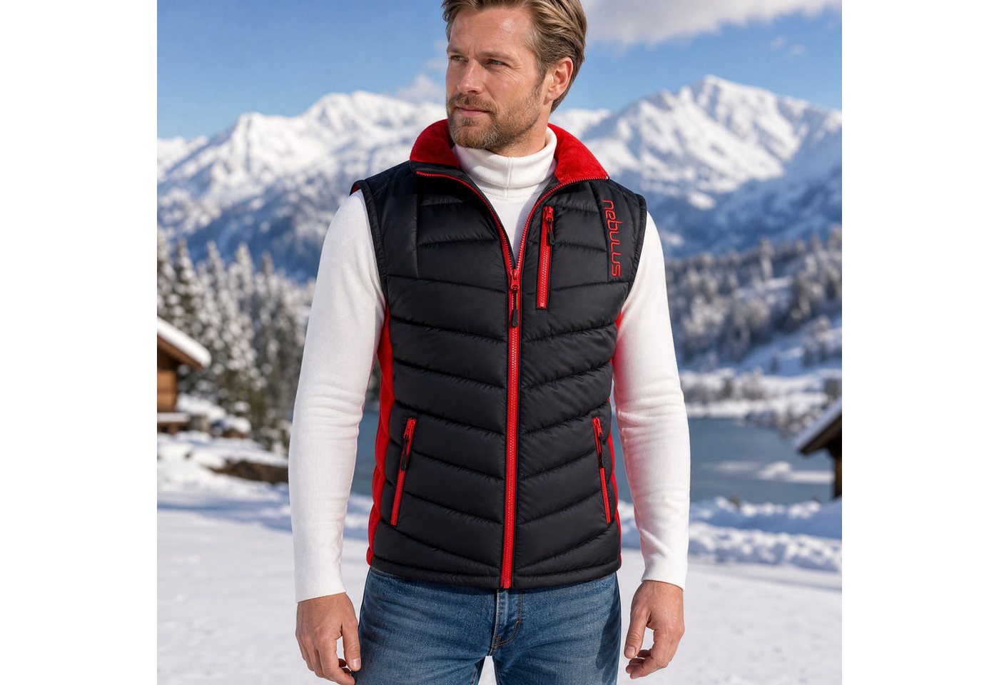 Nebulus Weste & Hemd REVIVAL, P4738 - Herren, schwarz-rot, M – Bild 3 von 5