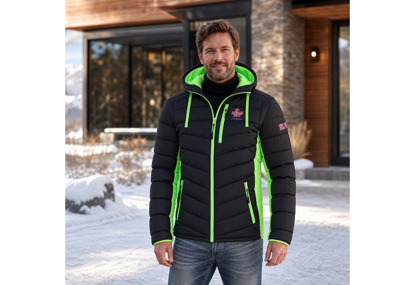 Nebulus Winterjacke MERIK, P5151 - Herren, schwarz-lime, M – Bild 4 von 5