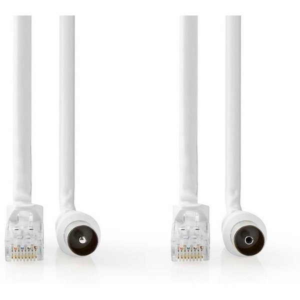 Nedis CSGL4500WT15 SAT-Kabel, Coax & Cat6 Kombikabel, Coax & Cat6 Kombikabel (150 cm), TV- und Internet-Signal, CAT6-Kombikabel, doppelt geschirmt