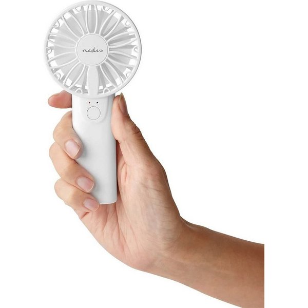 Nedis Handventilator Mini Handventilator weiß mit Tischständer 2 Stufen, 2 Geschwindigkeitsstufen