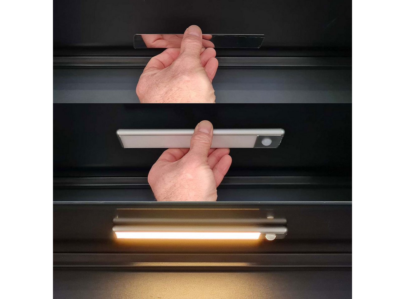 Nedis LED Lichtleiste Akku LED-Lichtleiste 20,5cm, Bewegungsmelder, USB-C, Magnet, Silber, LED fest integriert, Wiederaufladbare LED-Unterbauleuchte mit Bewegun – Bild 2 von 5