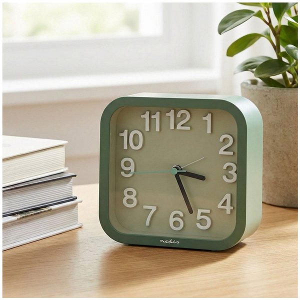 Nedis Wecker Retro Wecker Analog Tischuhr Quarzwecker batteriebetrieben ohne Ticken, leise, geräuscharm, schleichende Sekunde