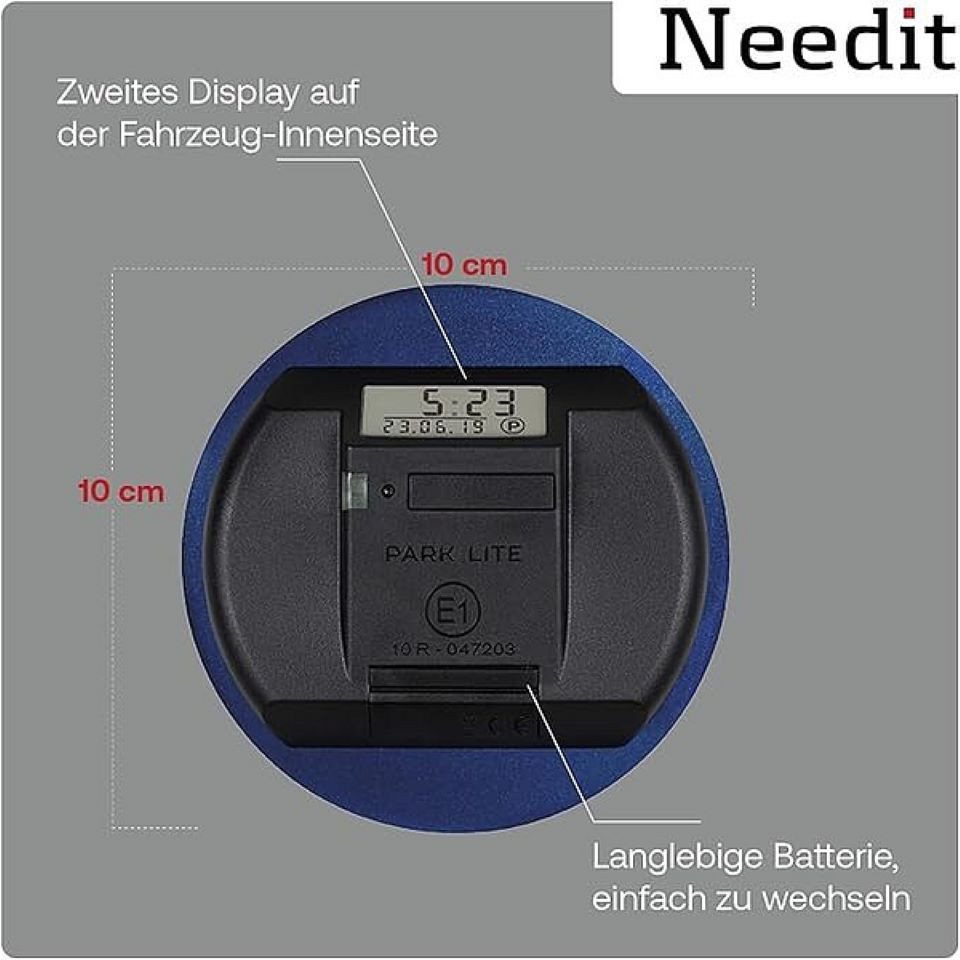 NeedIt elektronische Parkscheibe Park Lite, vollautomatische Parkuhr (Montagematerial inklusive), mit Zulassung, schnelle und einfache Montage – Bild 3 von 4