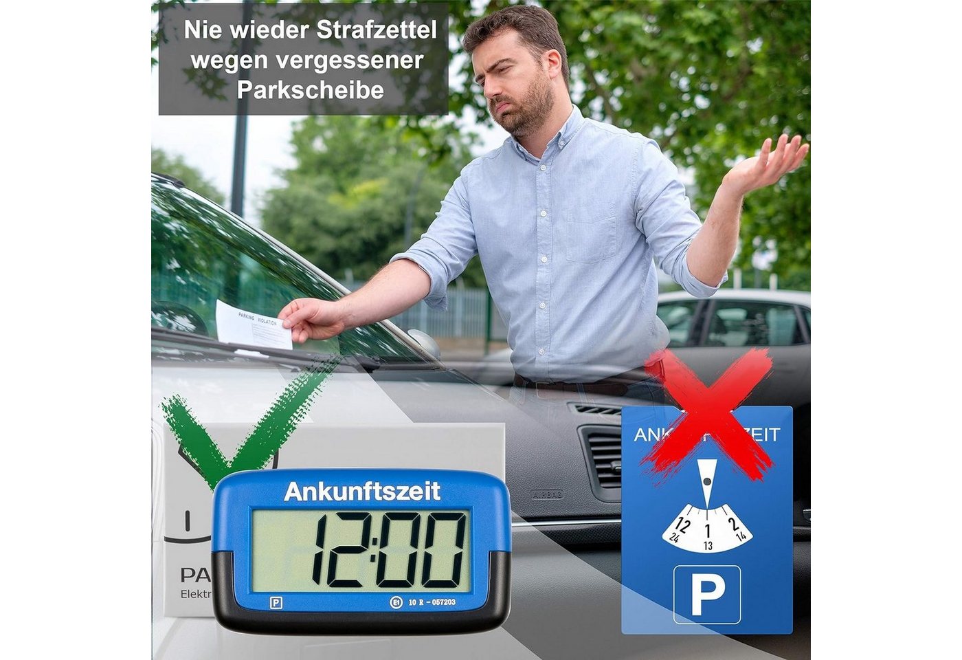 NeedIt elektronische Parkscheibe Park Micro, vollautomatische Parkscheibe mit Zulassung I Digitale Parkuhr – Bild 2 von 5