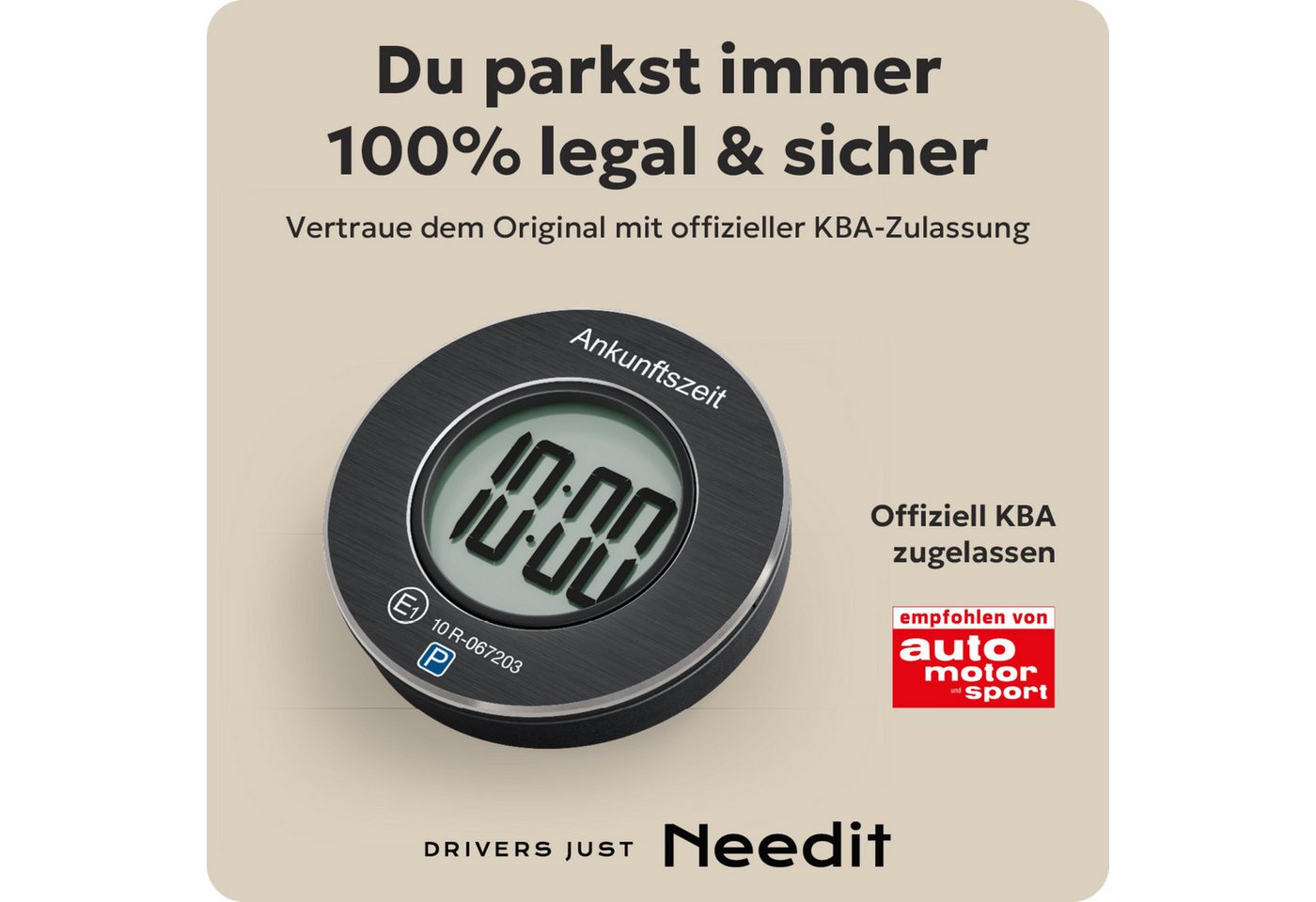NeedIt elektronische Parkscheibe ParkOne, Automatische Parkzeiterfassung, Magnetische Halterung – Bild 2 von 5