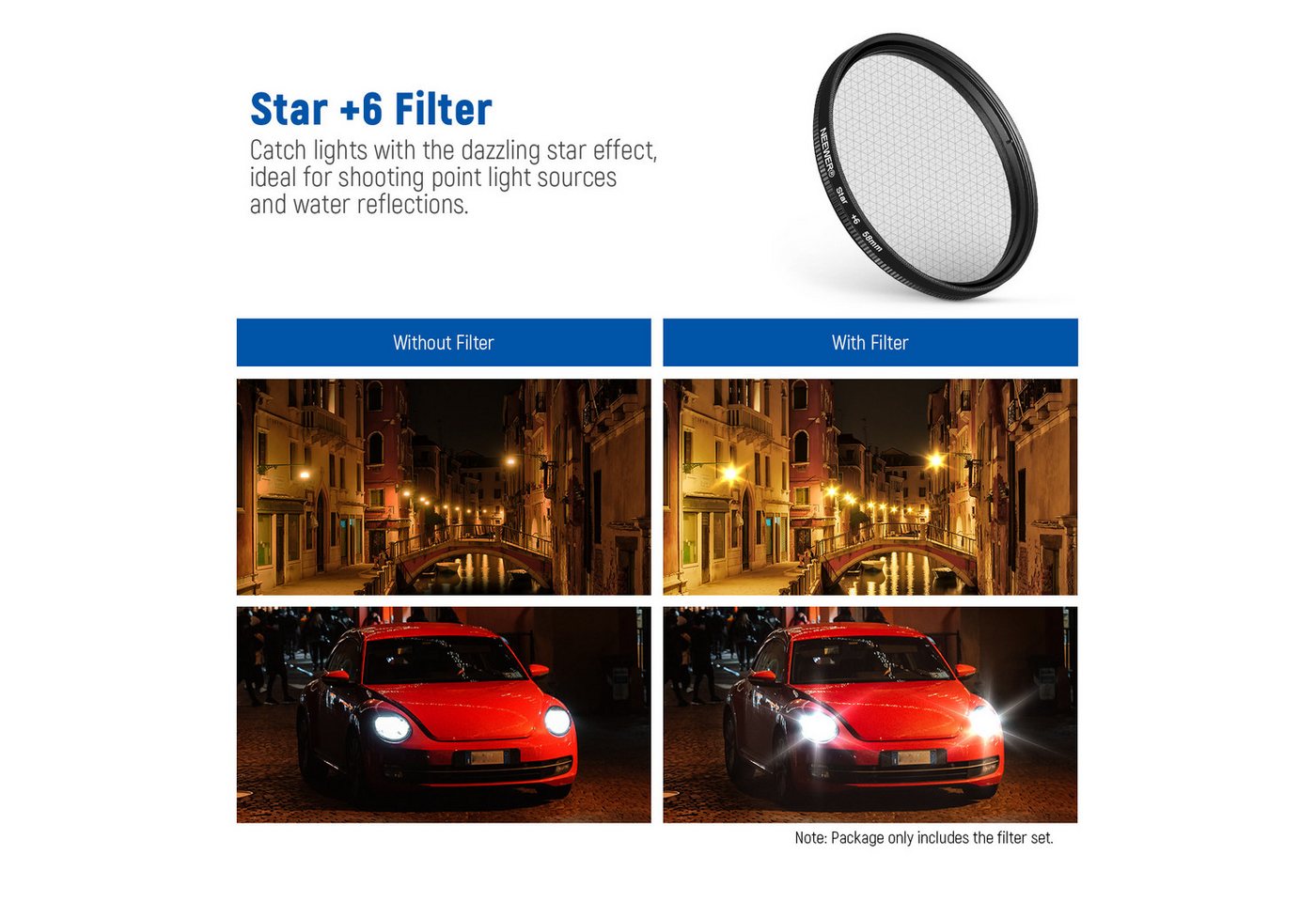 Neewer 58mm ND+CPL+Effekt Filter Set mit Handy Phone Objektiv Foto-Filter-Sets (Klammer Polfilter ND32 6 Punkt Sternfilter 4 abgestufte Farbfilter) – Bild 4 von 5