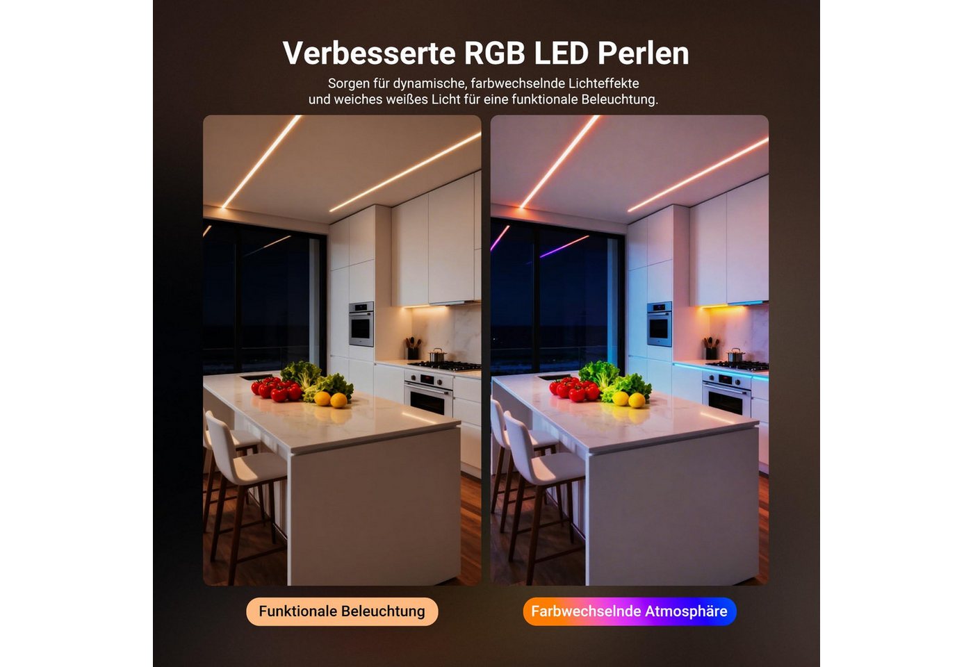 Neewer LED Stripe NS01 3/5m LED Lichtleiste frontbeleuchtet, RGB, Smart AI App Steuerung, Farbwechsel, zuschneidbar Lichterkette für Schlafzimmer Spielzimmer – Bild 4 von 5