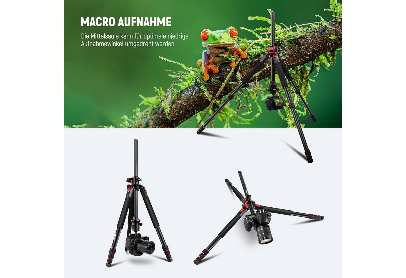 Neewer N284+G0 184cm Einbeinstativ, mit Mittelsäule und Kugelkopf Aluminium Kamerastativ (Höhenverstellbar 65-184 cm, Arca QR Platte, maximale Belastung 15kg) – Bild 4 von 5