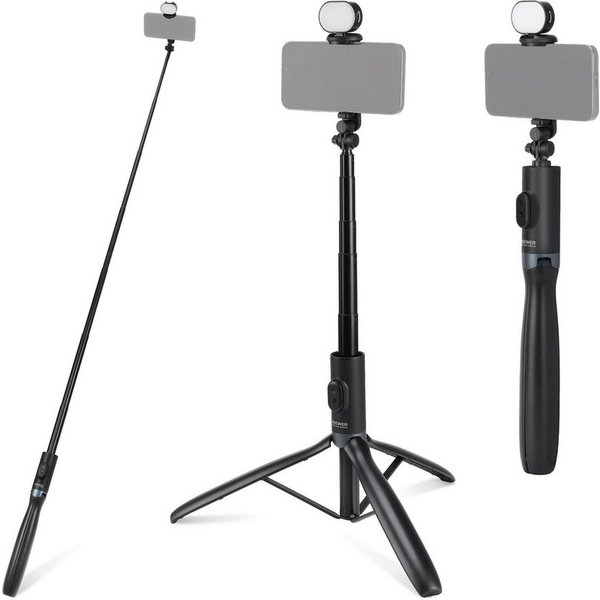 Neewer Selfie-Stick PA987 Selfie Stick Stativ mit Licht, 170cm ausziehbarer Handyhalterung, mit Fernbedienung, 1/4" Gewinde Kaltschuh, für iPhone Samsung Video