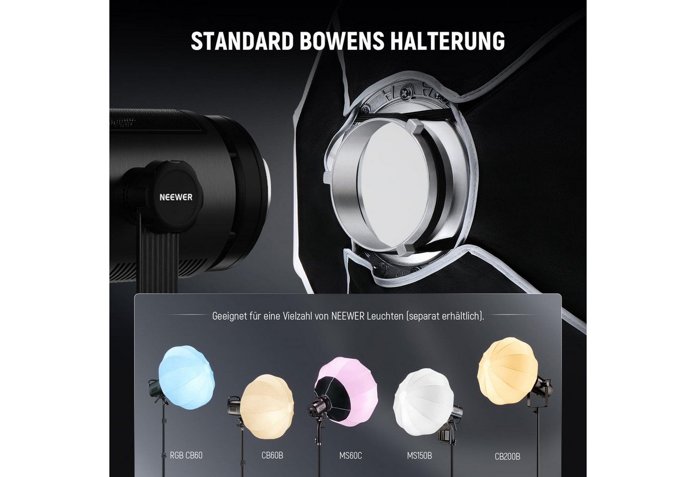 Neewer Softbox NS26L 65cm Laternen Softbox, Schnellentriegelung, 360° Lichtdiffusor, mit Bowens Halterung, für RGB CB60 CB60B CB200B MS60B MS60C MS150B – Bild 5 von 5