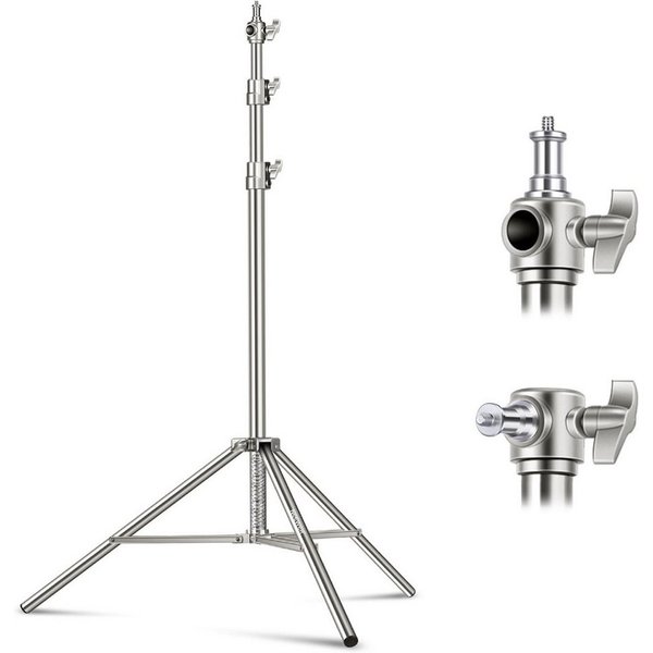 Neewer ST-300SS 3m Edelstahl Lichtständer, Schwerlast, Luftgefedert Lampenstativ (Höhenverstellbar 108-300 cm, für Videoleuchte Ringlicht Softbox)