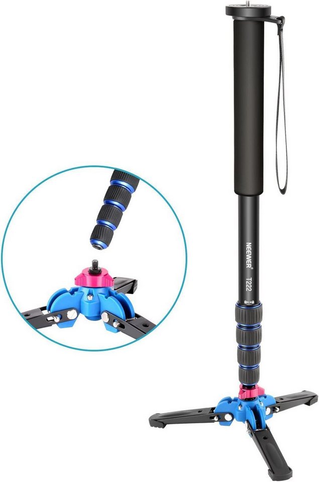 Neewer T222 Ausziehbares Einbeinstativ, Abnehmbarer und Faltbarer Halterung Einbeinstativ (höhenverstellbar von 52 bis 168 cm, 5kg Tragkraft, für DSLR-Kameras) – Bild 4 von 5