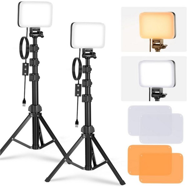 Neewer Videoleuchte 2 Stück LED Videolicht Panel Beleuchtungsset, Bi-Color, Dimmable, Höhenverstellbar 50-135 cm, mit Ständern & Filternm, für Fotografie