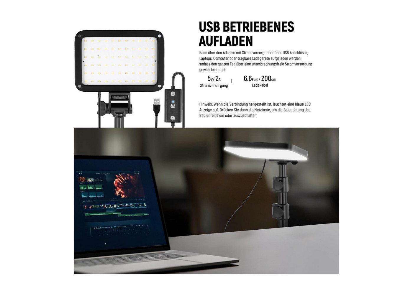 Neewer Videoleuchte 2 Stück LED Videolicht Panel Beleuchtungsset, Bi-Color, Dimmable, Höhenverstellbar 50-135 cm, mit Ständern & Filternm, für Fotografie – Bild 4 von 5