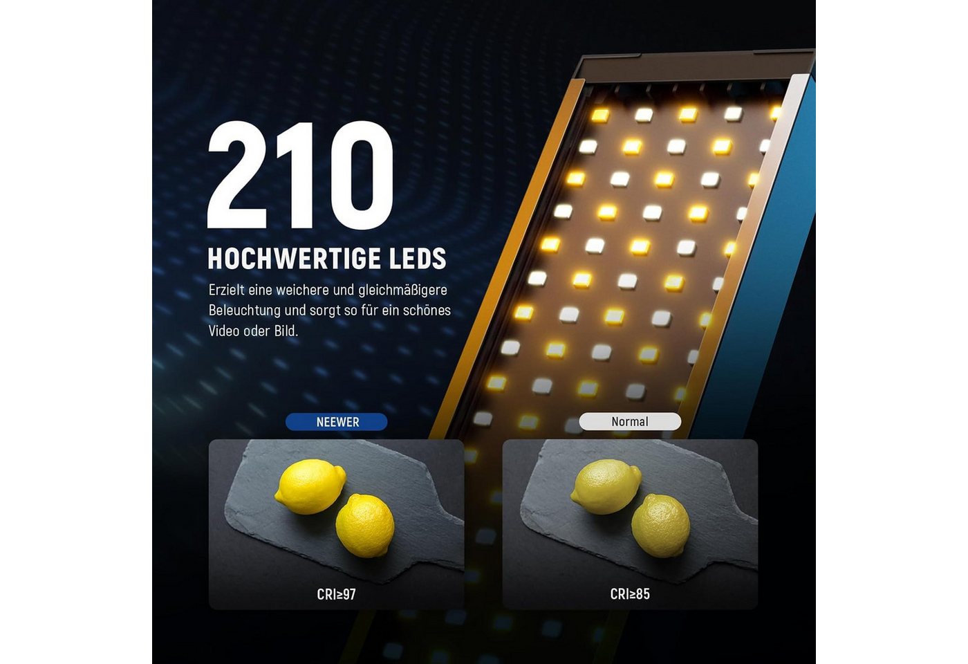 Neewer Videoleuchte BH20B 2er Pack LED Video Lichtstab, dimmbare 3200K~5600K, CRI97+, 2,4G Fernbedienungsset, mit Ständern/Filtern/Tasche, für Video Foto – Bild 3 von 5