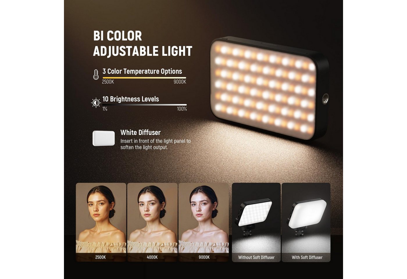 Neewer Videoleuchte N15 Einsteiger-Version Magnetisches Selfie Licht für iPhone, CRI80, mit Kaltschuh und Klemme, 2000mAh, Fotolicht für Make up Laptop – Bild 3 von 5