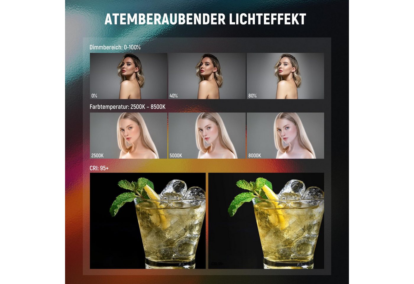 Neewer Videoleuchte TL21C Handlichtstab, Magnetischer RGB Lichtstab, mit APP Steuerung, 2550mAh Akku, 2500K~8500K dimmbar CRI 95+, für Fotografie Vlog TikTok – Bild 2 von 5