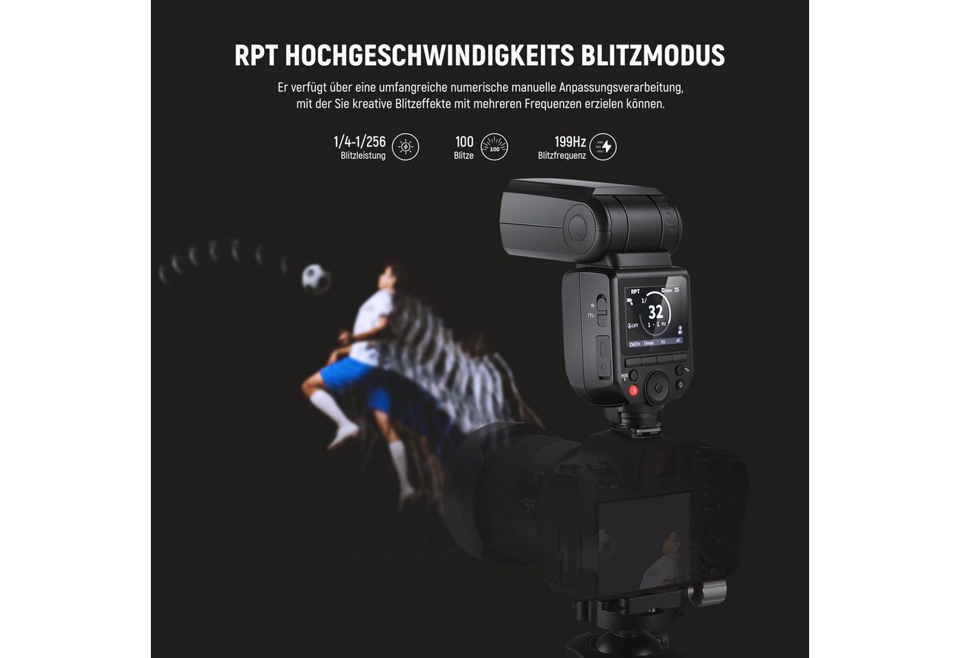 Neewer Z880-N 2,4G 76Ws TTL Blitzgerät für Nikon, 1/8000s HSS 3000mAh Blitze Blitzgerät, (kompatibel mit Godox, TTL/M Schnellschalter TCM Taste Volle Leistung) – Bild 4 von 5